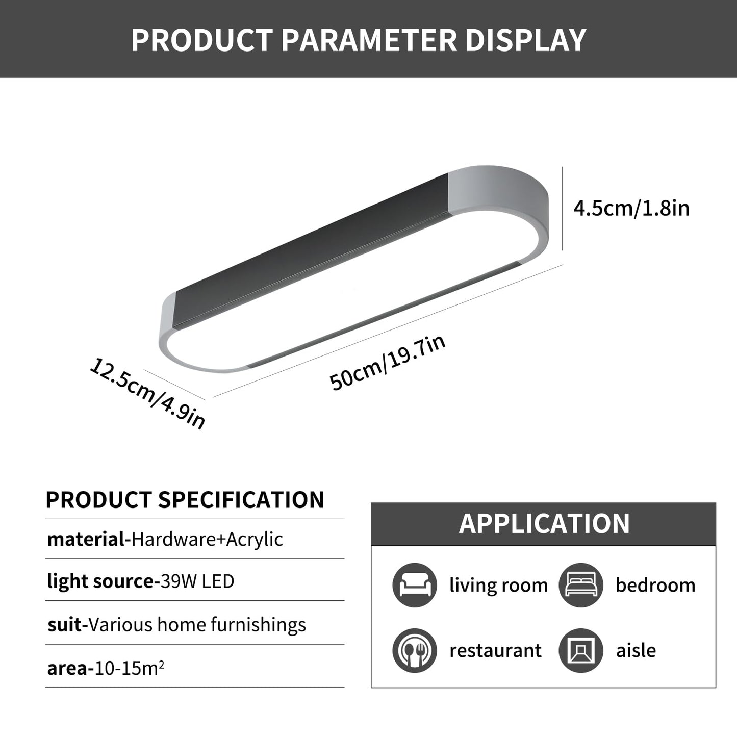 Linear Led Ceiling Lamp(39W, 1560lm)