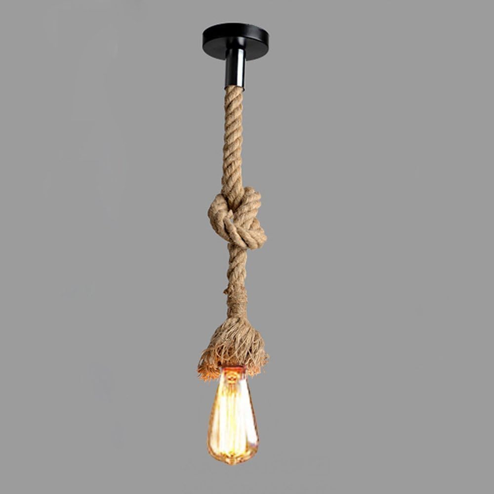 Hemp Rope Hanging Lamp,Ceiling Lights,Industrial Hemp Rope Pendant Lamp Hanging Light for Living Room Bedroom (1m)