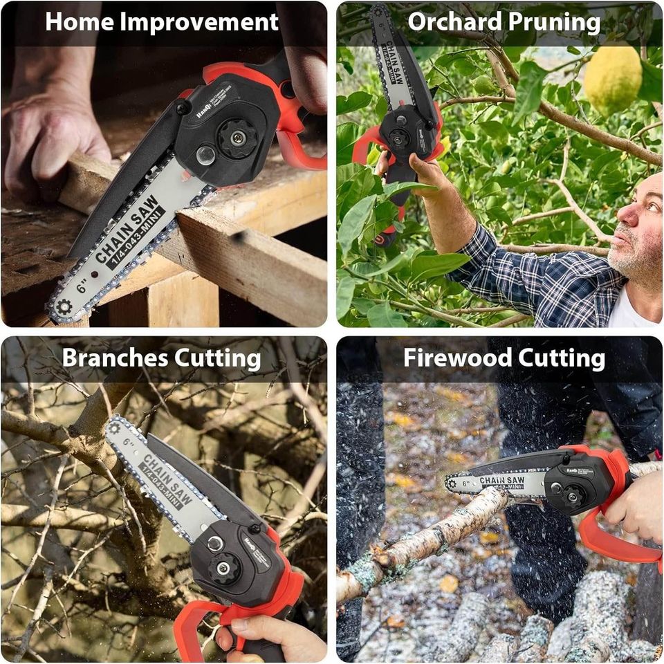 Mini Chainsaw 6-Inch Cordless,Battery Powered Handheld