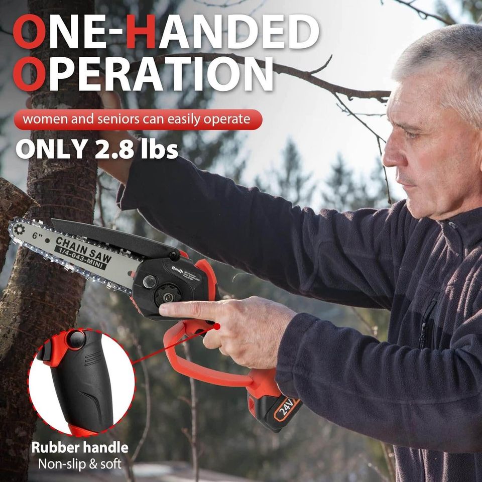 Mini Chainsaw 6-Inch Cordless,Battery Powered Handheld
