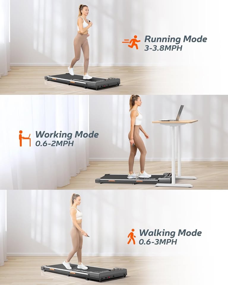 Elseluck Walking Pad, Under Desk Treadmill for Home Office, 2 in 1 Portable Walking Treadmill