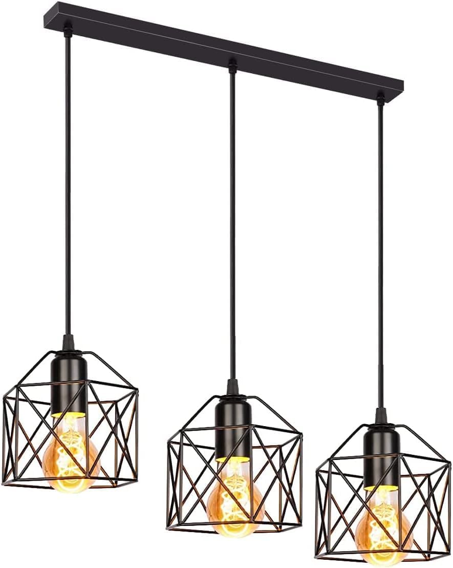 3PCS Pendant Lights Kitchen Island Industrial Pendant Light Ceiling Lamp Lighting (No Lamp)