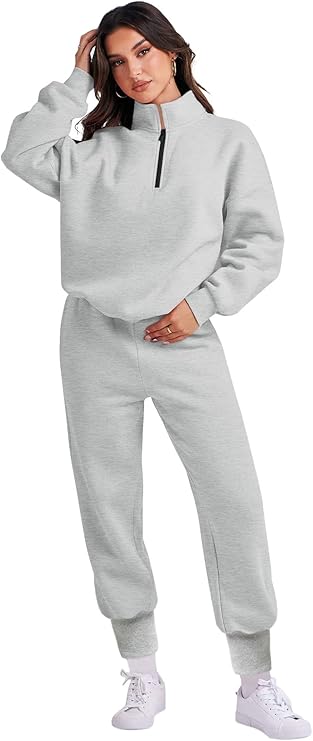 JJAI Sweatsuit Set for Women half Zip Sweatshirt Jogger Pants with Pockets