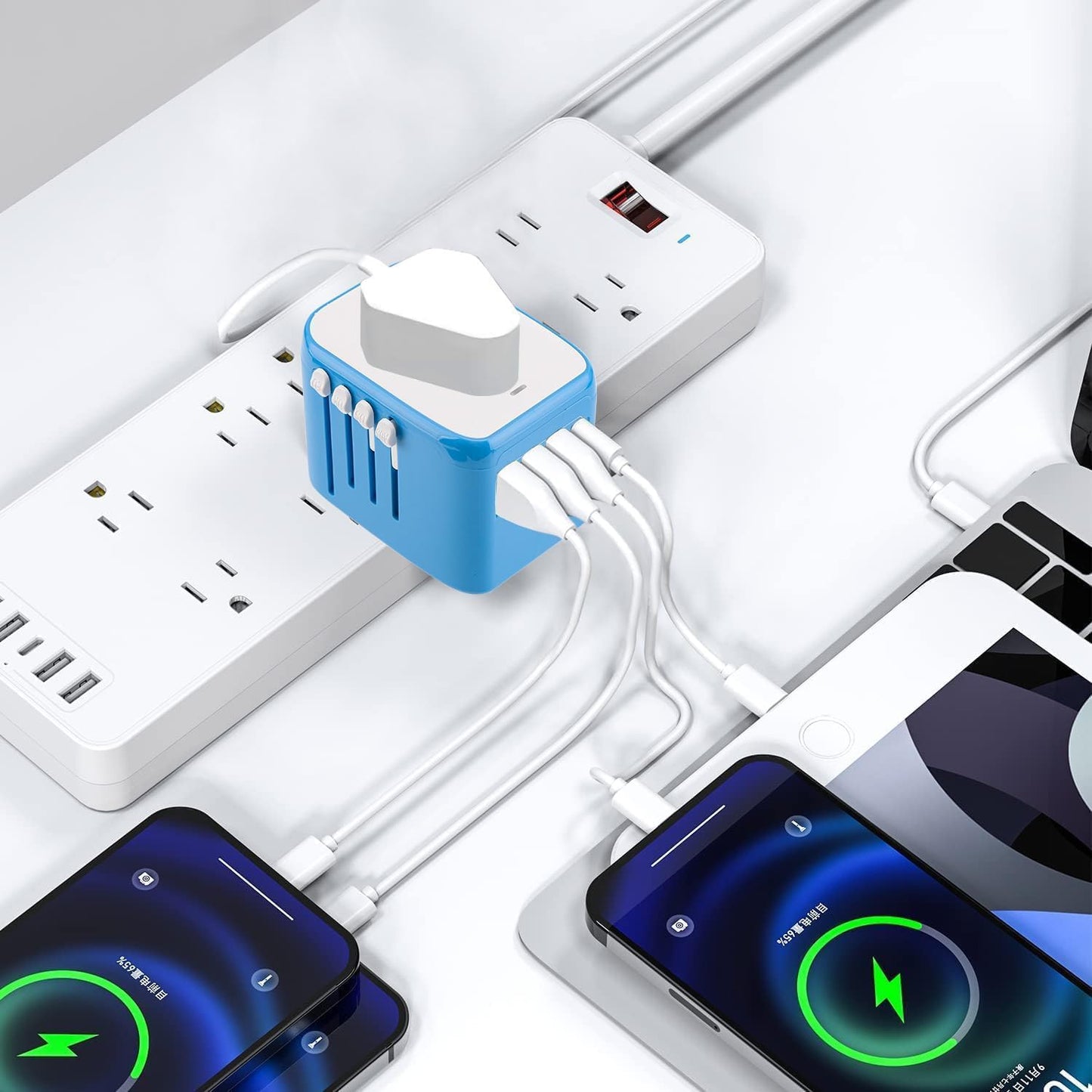 All in One Universal Travel Adapter with 2 USB C & A
