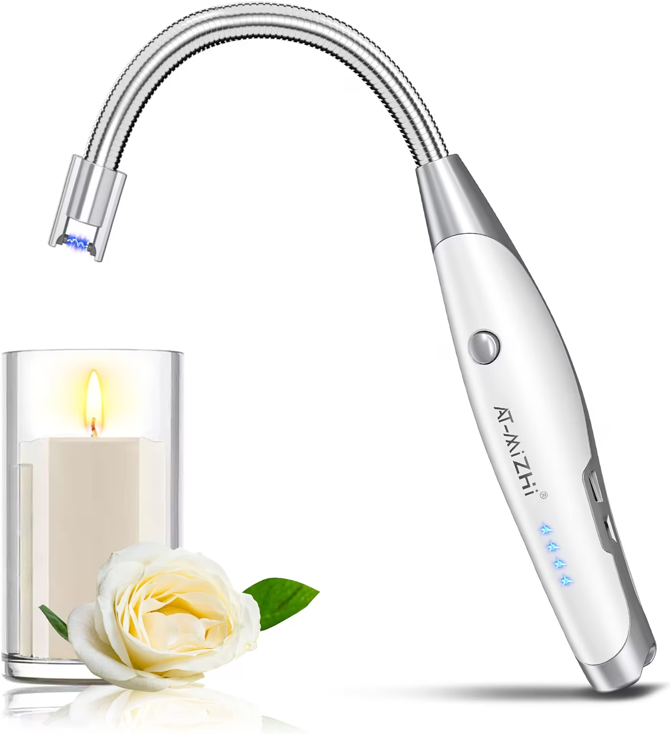 Electric Lighter Candle BBQ Rechargeable Safety Lock, 360° Flexible Long Neck