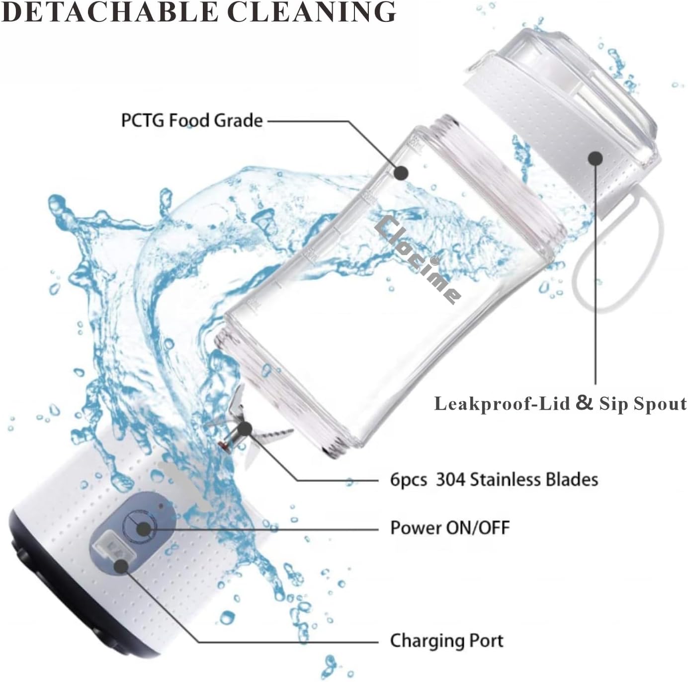 Clocime Portable Blender for Furit Juices, Smoothies and Milk Shakes