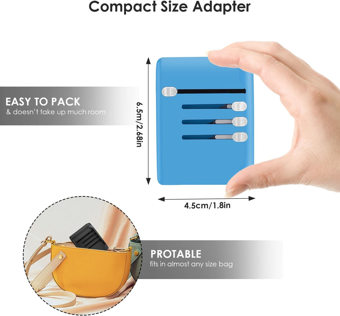 All in One Universal Travel Adapter with 2 USB C & A