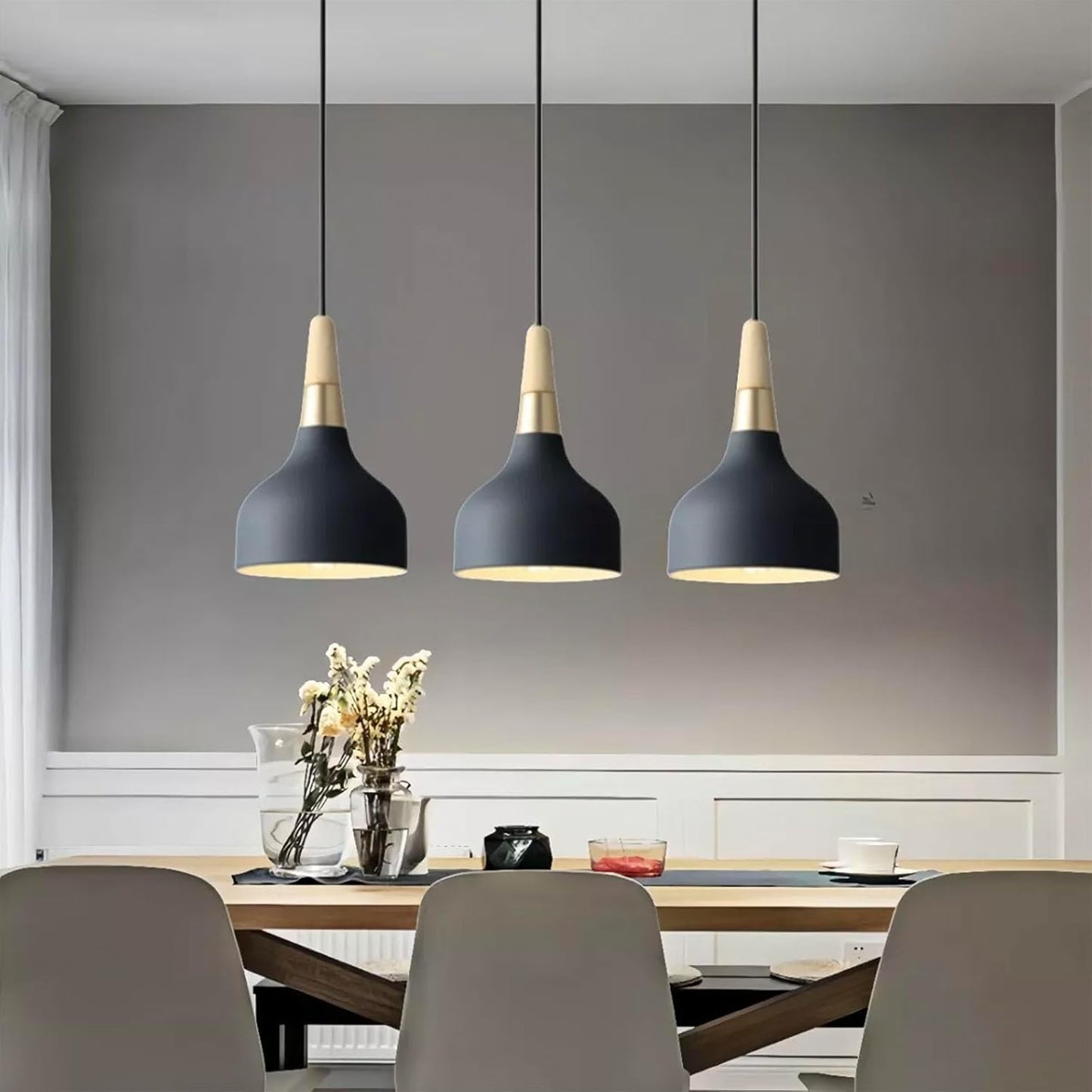 Sleek Black Macarons Chandelier Modern Industrial Light Fixture for Bedrooms