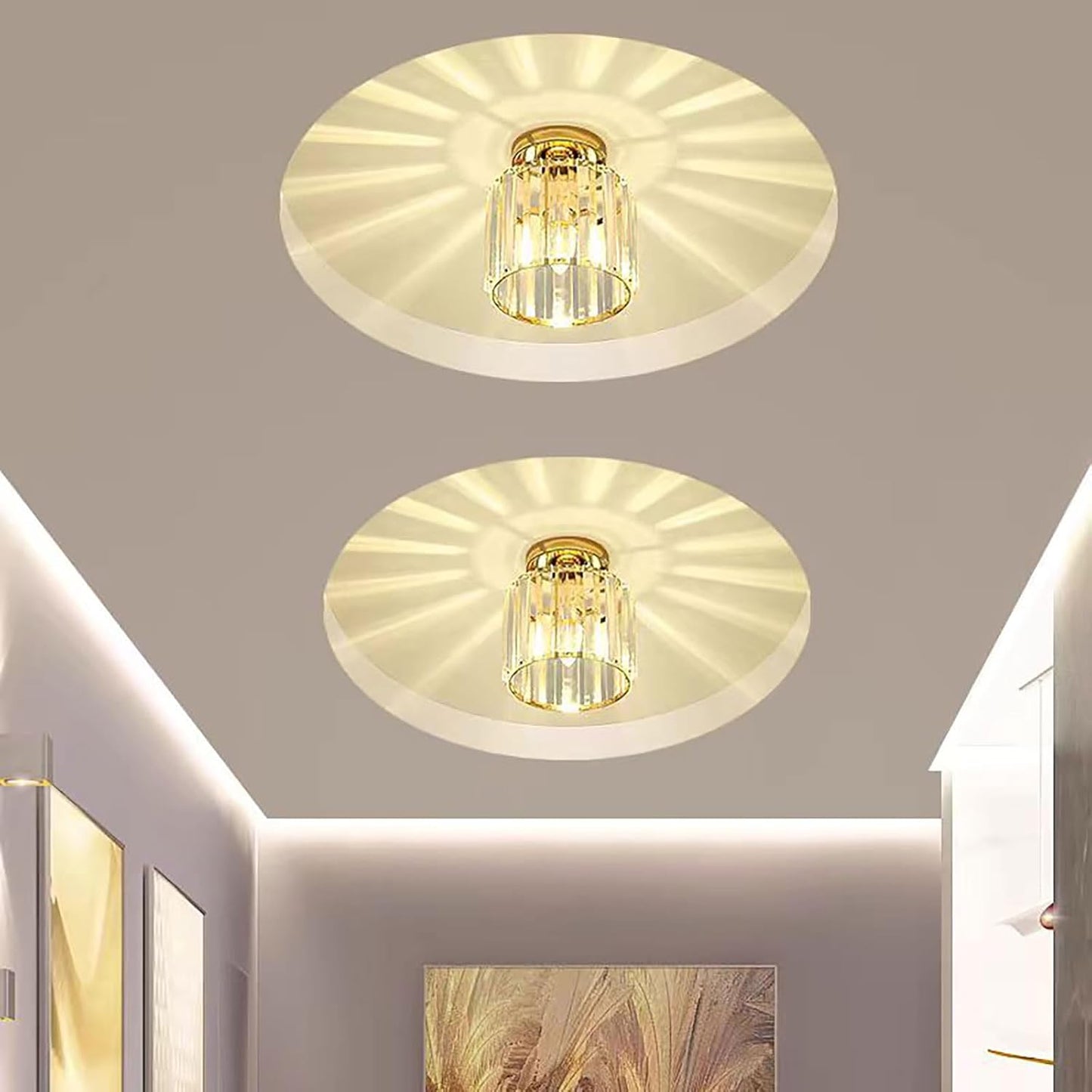 Crystal Chandeliers Sputnik Ceiling Light Black Flush Mount Ceiling Small Bathroom Chandelier Modern Hallway Pendant Light Fixtures (Gold Ceiling Light)