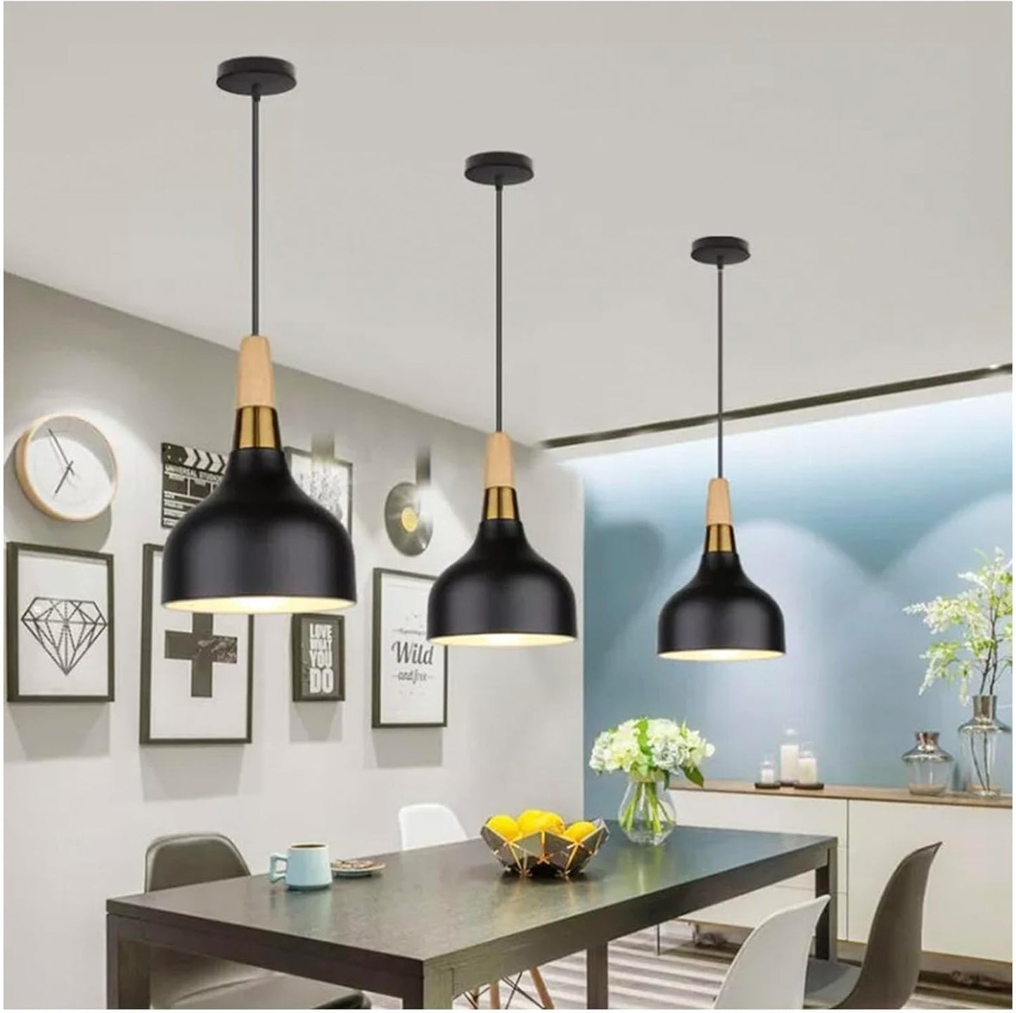 Sleek Black Macarons Chandelier Modern Industrial Light Fixture for Bedrooms