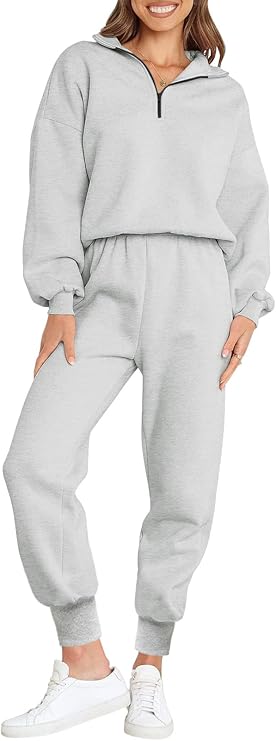 JJAI Sweatsuit Set for Women half Zip Sweatshirt Jogger Pants with Pockets