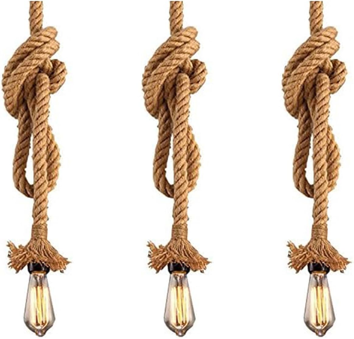 Hemp Rope Hanging Lamp,Ceiling Lights,Industrial Hemp Rope Pendant Lamp Hanging Light for Living Room Bedroom (1m)