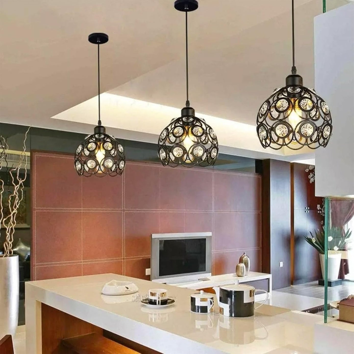 Modern Crystal Chandelier Pendant Fixture Ceiling Lights Adjustable for Bedroom Living Room Corridor Decorative Lights Fixtures