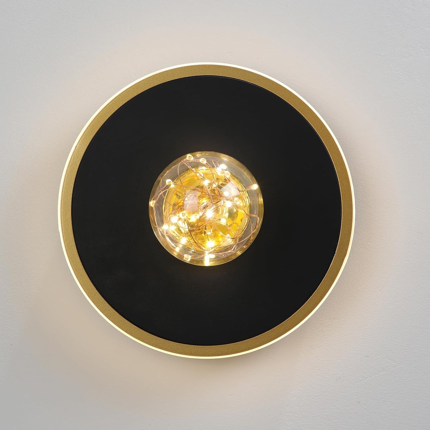 Gawarm LED Ceiling Lights,24W Hallway Light,Black and Gold Chandelier(3000K/Warm Light/20CM)
