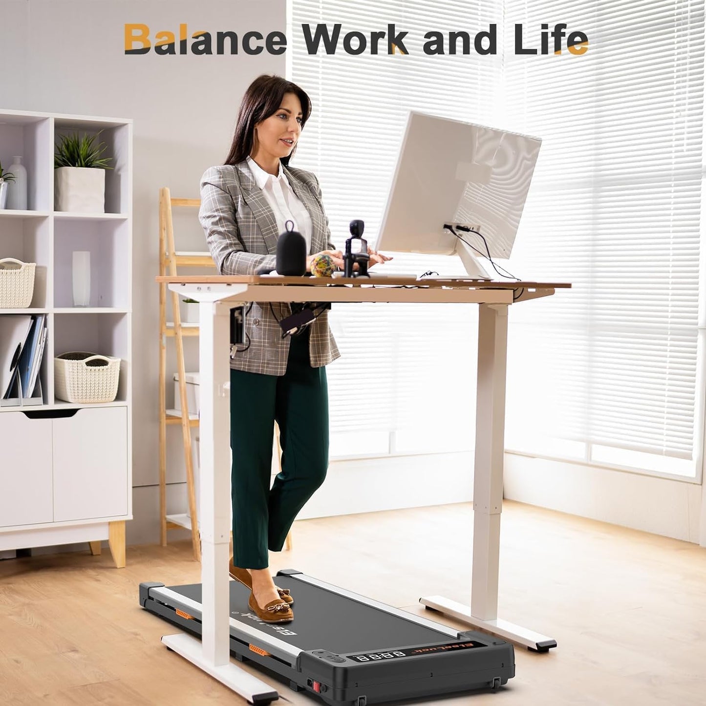 Elseluck Walking Pad, Under Desk Treadmill for Home Office, 2 in 1 Portable Walking Treadmill