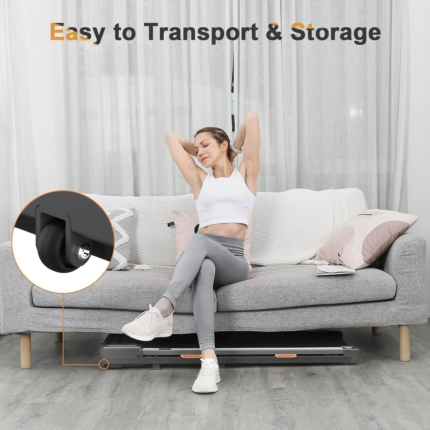 Elseluck Walking Pad, Under Desk Treadmill for Home Office, 2 in 1 Portable Walking Treadmill