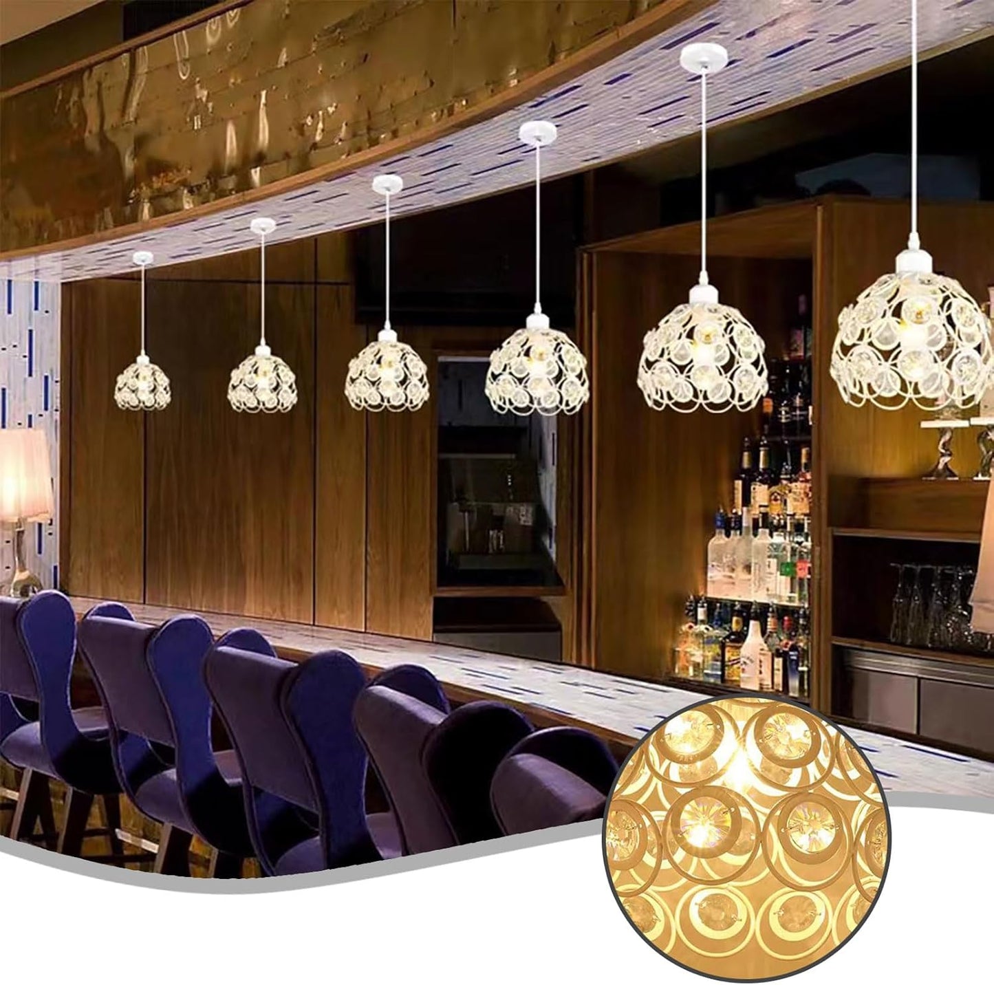 Modern Crystal Chandelier Pendant Fixture Ceiling Lights (lamp) Adjustable for Bedroom Living Room Corridor Decorative Lights Fixtures (White)