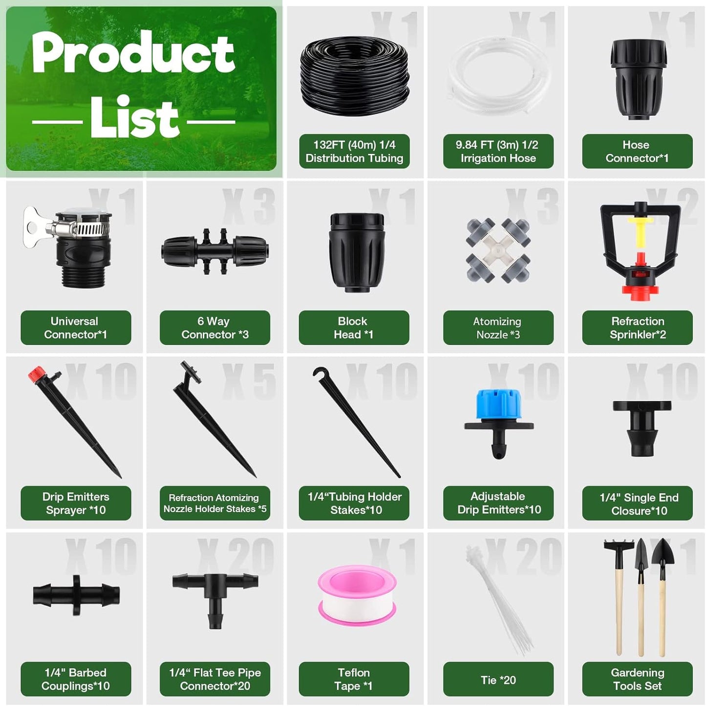 🌿 Professional 141FT Drip Irrigation Kit - Automatic Watering System