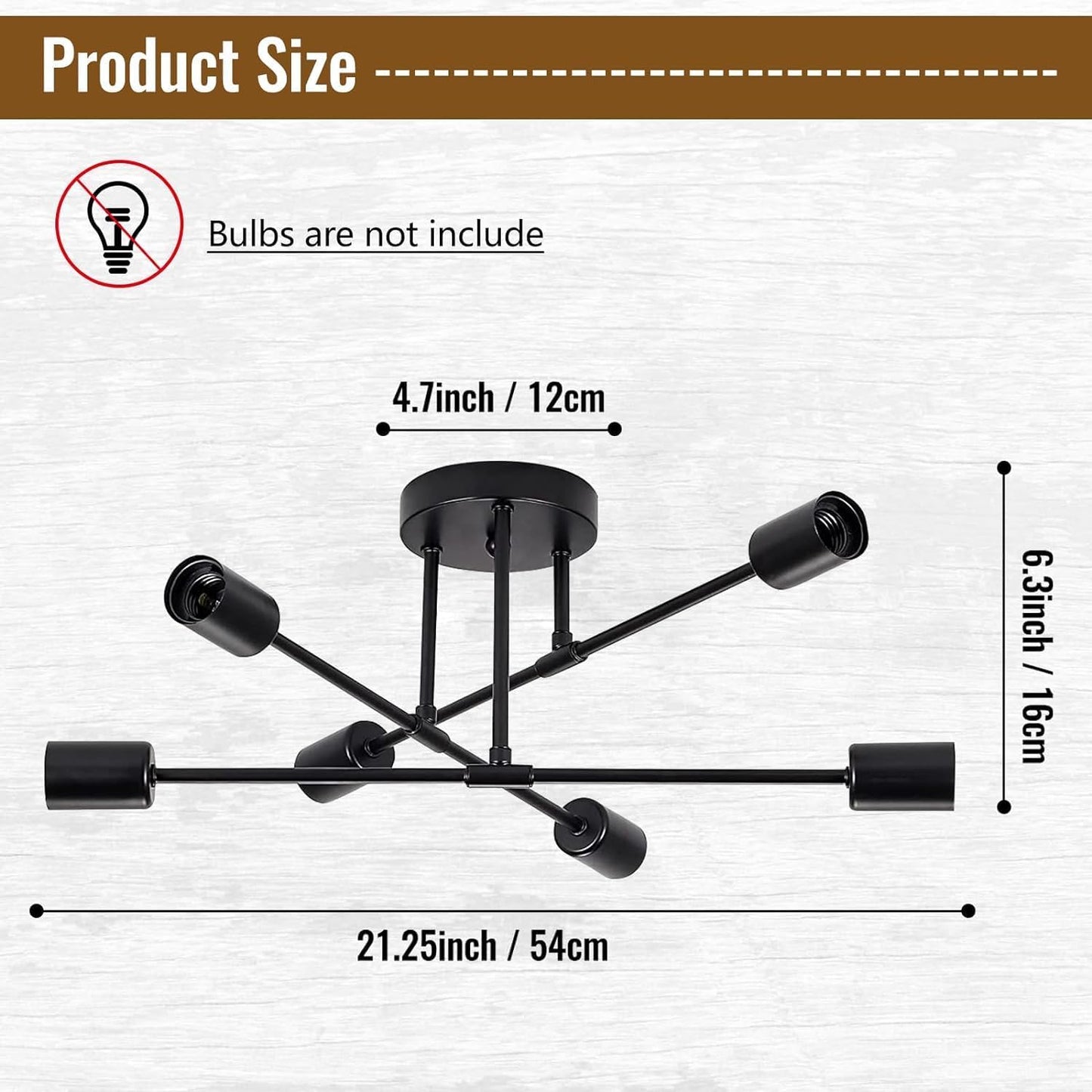 Modern Industrial Ceiling Light Fixtures, for Bedrrom Dining Room (Black2 No lamp)