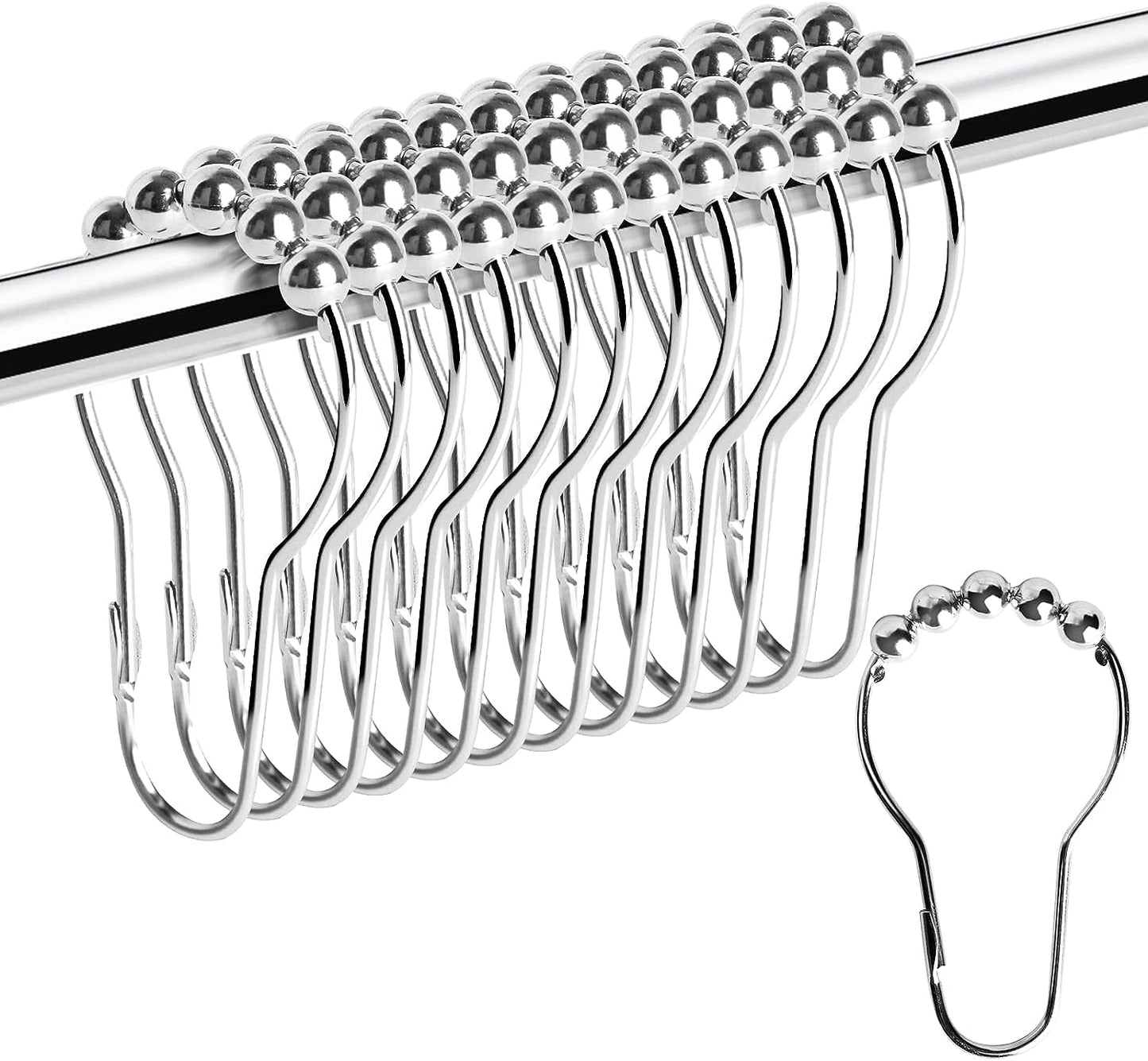 Rustproof Shower Curtain Rings Hooks