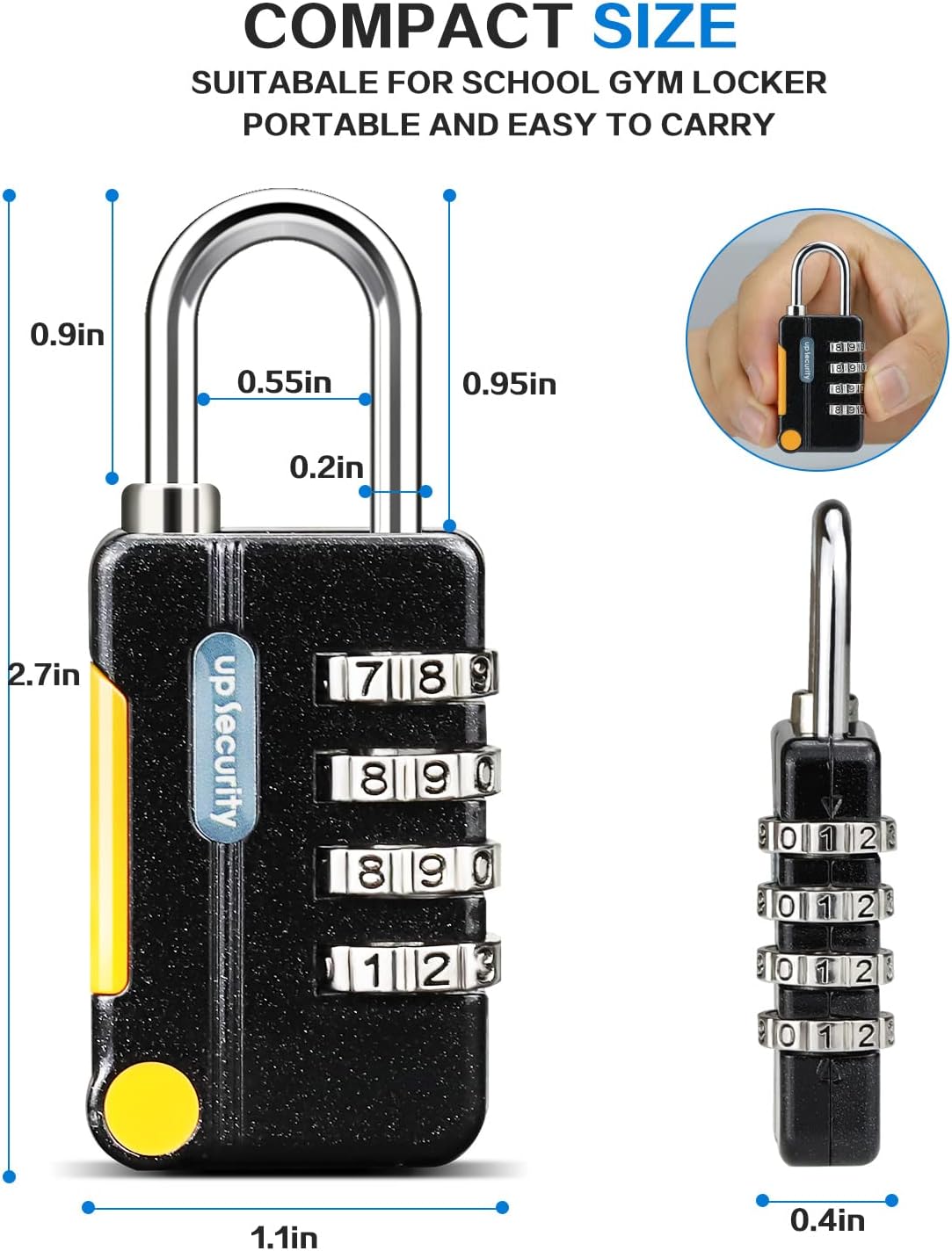 Worve 2 Pack Combination Lock 4 Digit Outdoor Waterproof Padlock