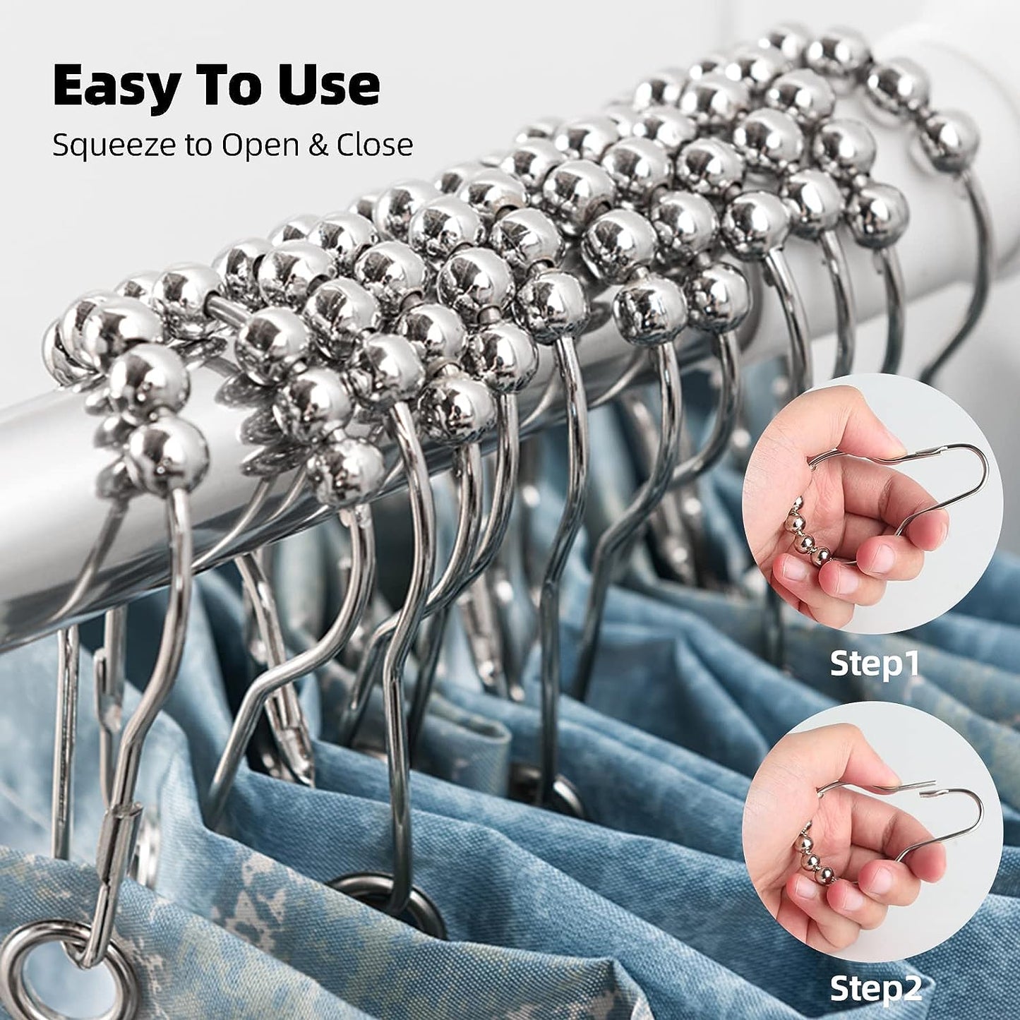 Rustproof Shower Curtain Rings Hooks