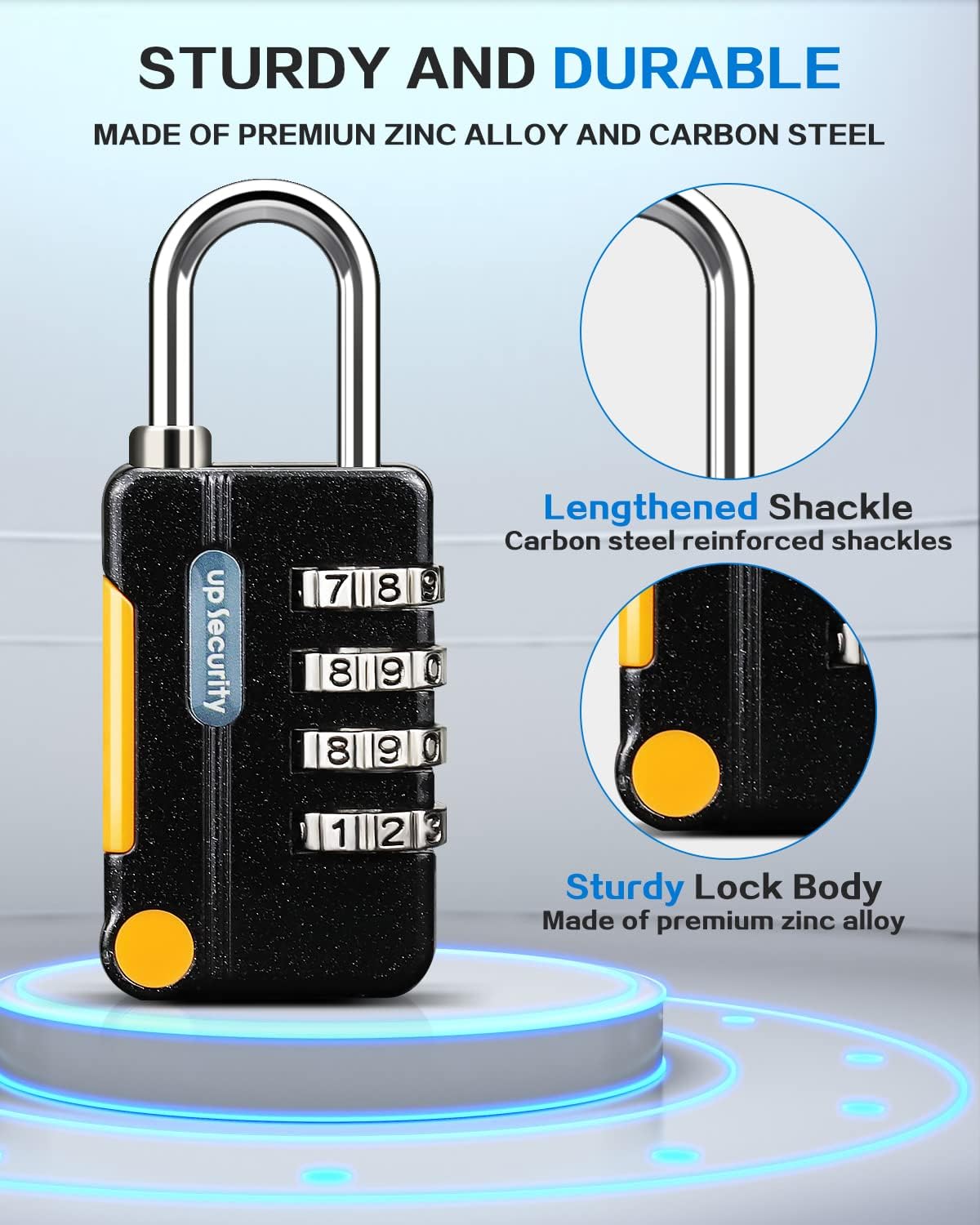 Worve 2 Pack Combination Lock 4 Digit Outdoor Waterproof Padlock