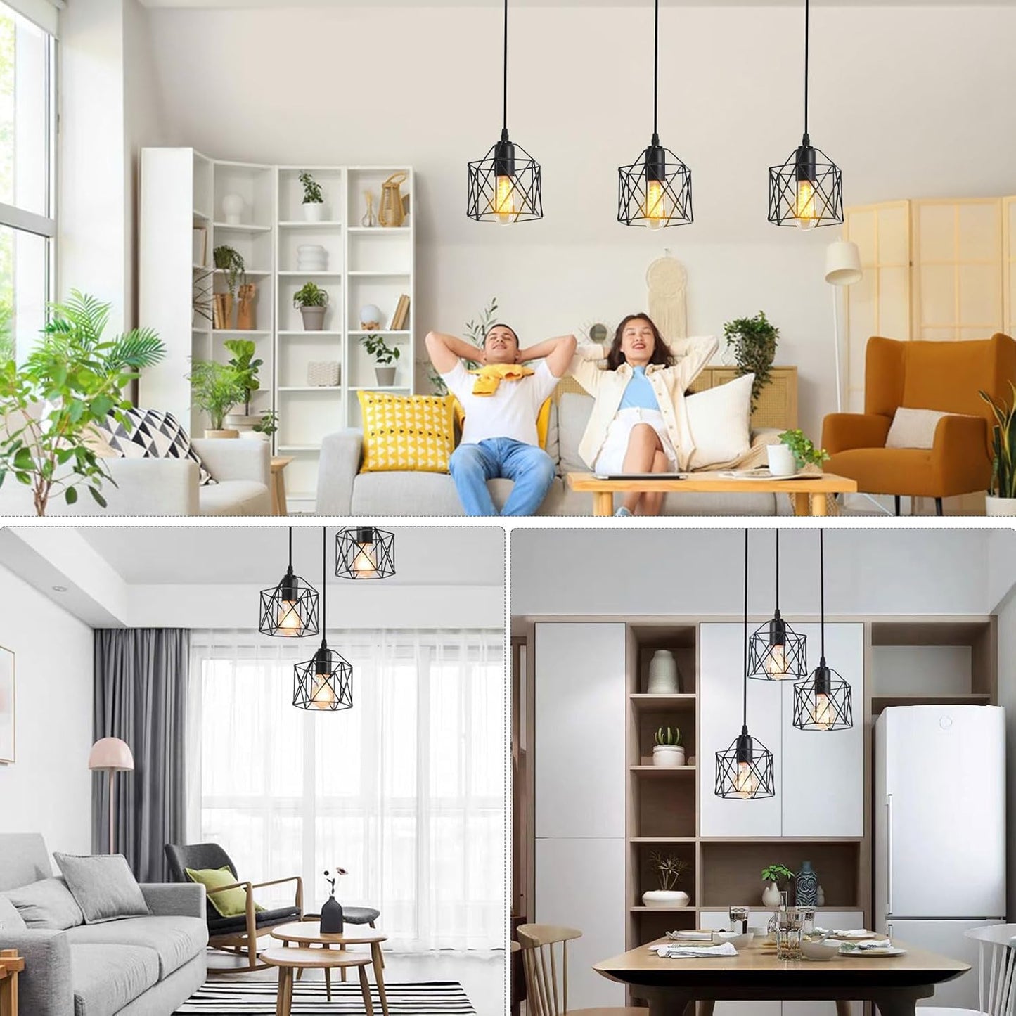 3PCS Pendant Lights Kitchen Island Industrial Pendant Light Ceiling Lamp Lighting (No Lamp)