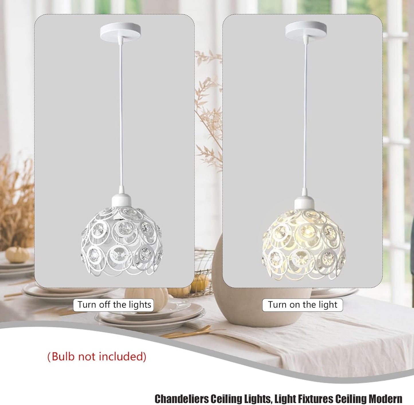 Modern Crystal Chandelier Pendant Fixture Ceiling Lights (lamp) Adjustable for Bedroom Living Room Corridor Decorative Lights Fixtures (White)