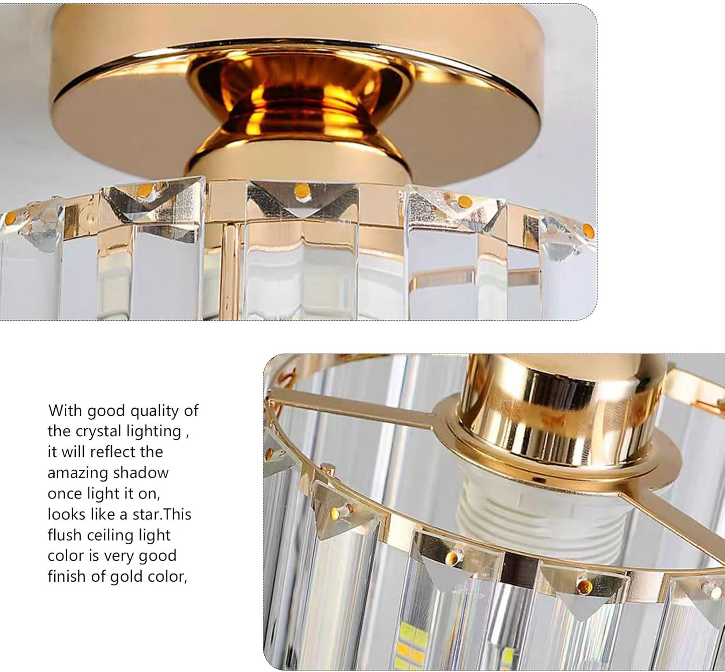 Crystal Chandeliers Sputnik Ceiling Light Black Flush Mount Ceiling Small Bathroom Chandelier Modern Hallway Pendant Light Fixtures (Gold Ceiling Light)