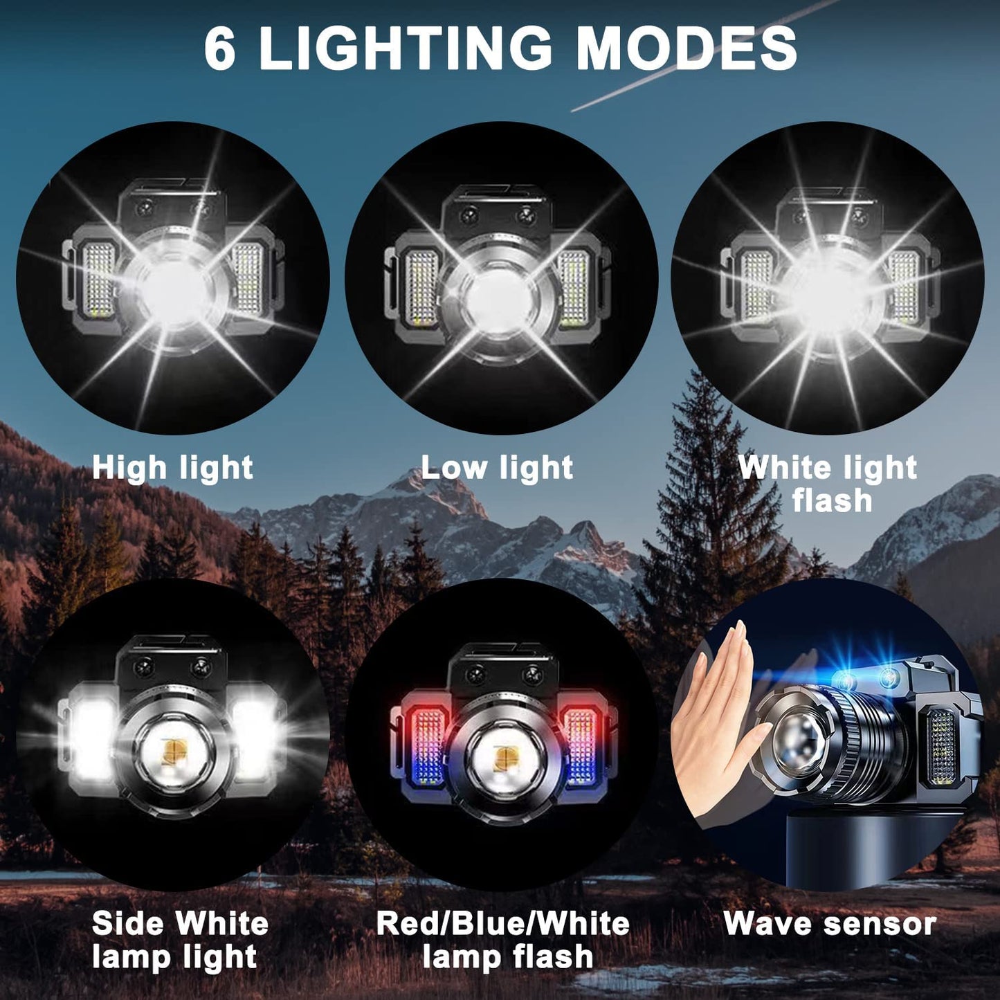 6 in 1 Rechargeable Headlamp