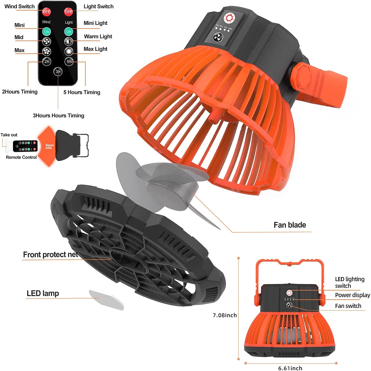 Movable Fan Rechargeable Portable Light