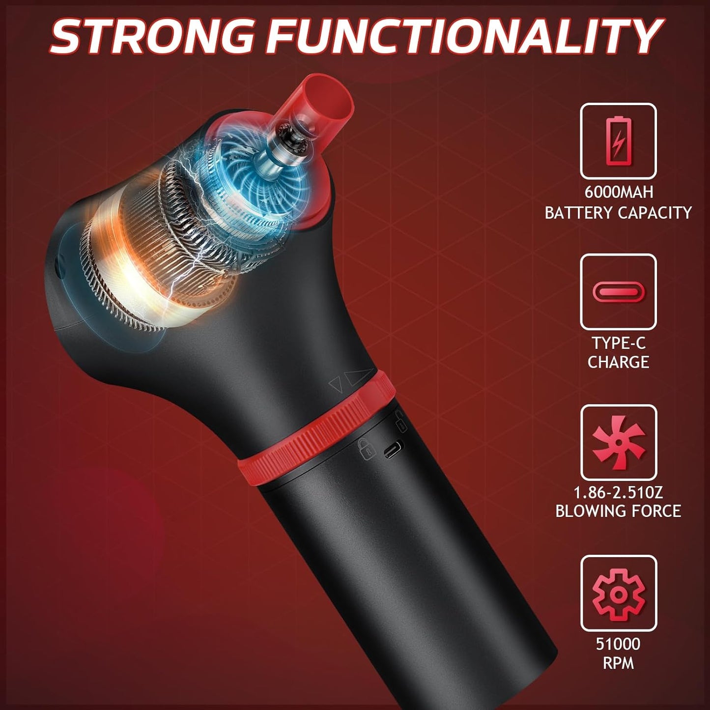 Compressed Air Duster 51000 RPM Rechargeable