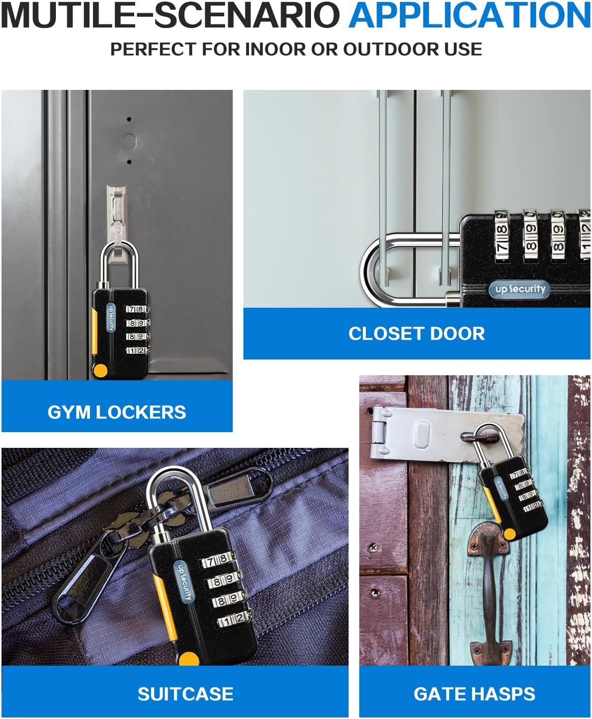 Worve 2 Pack Combination Lock 4 Digit Outdoor Waterproof Padlock