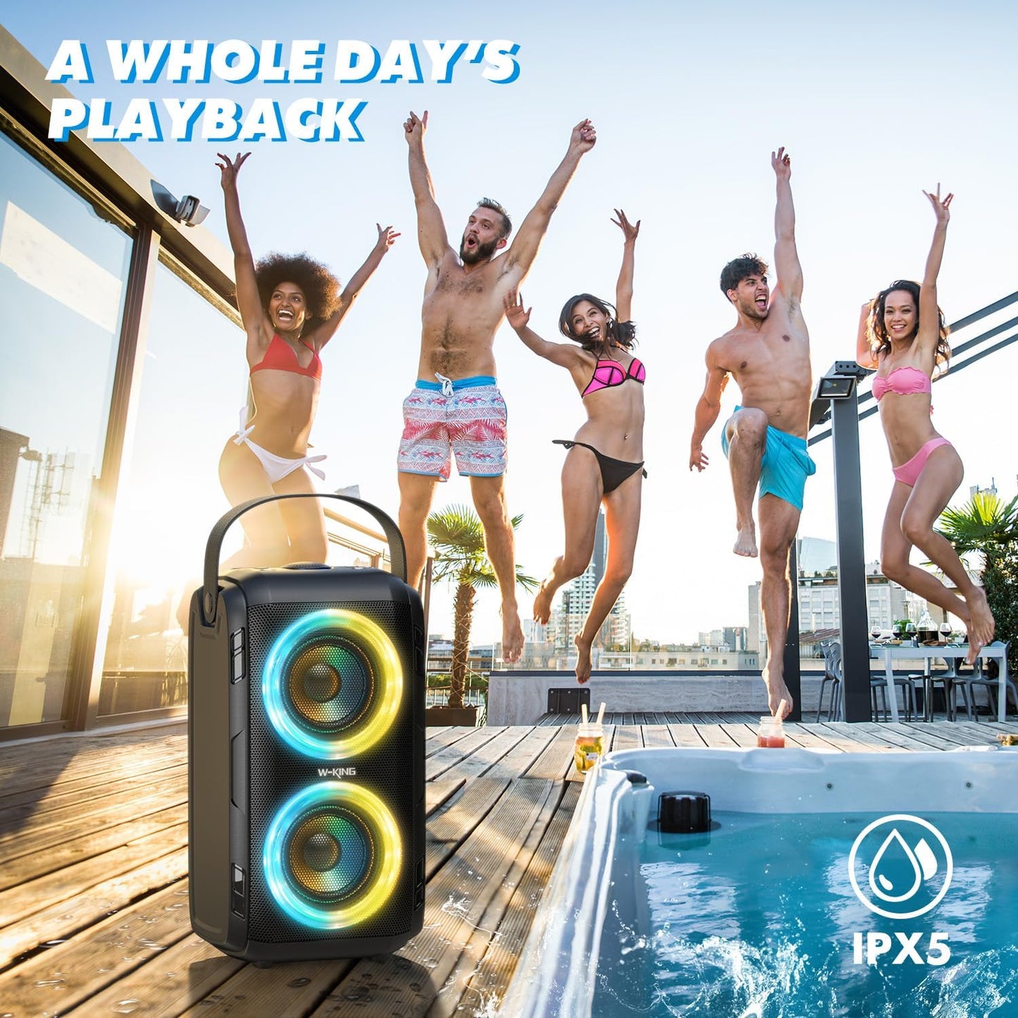 🎵🔥 W-KING T9-2 MEGA BASS Party Speaker | 80W | 105dB | 24H Playtime | LED Lights! 🔥🎵