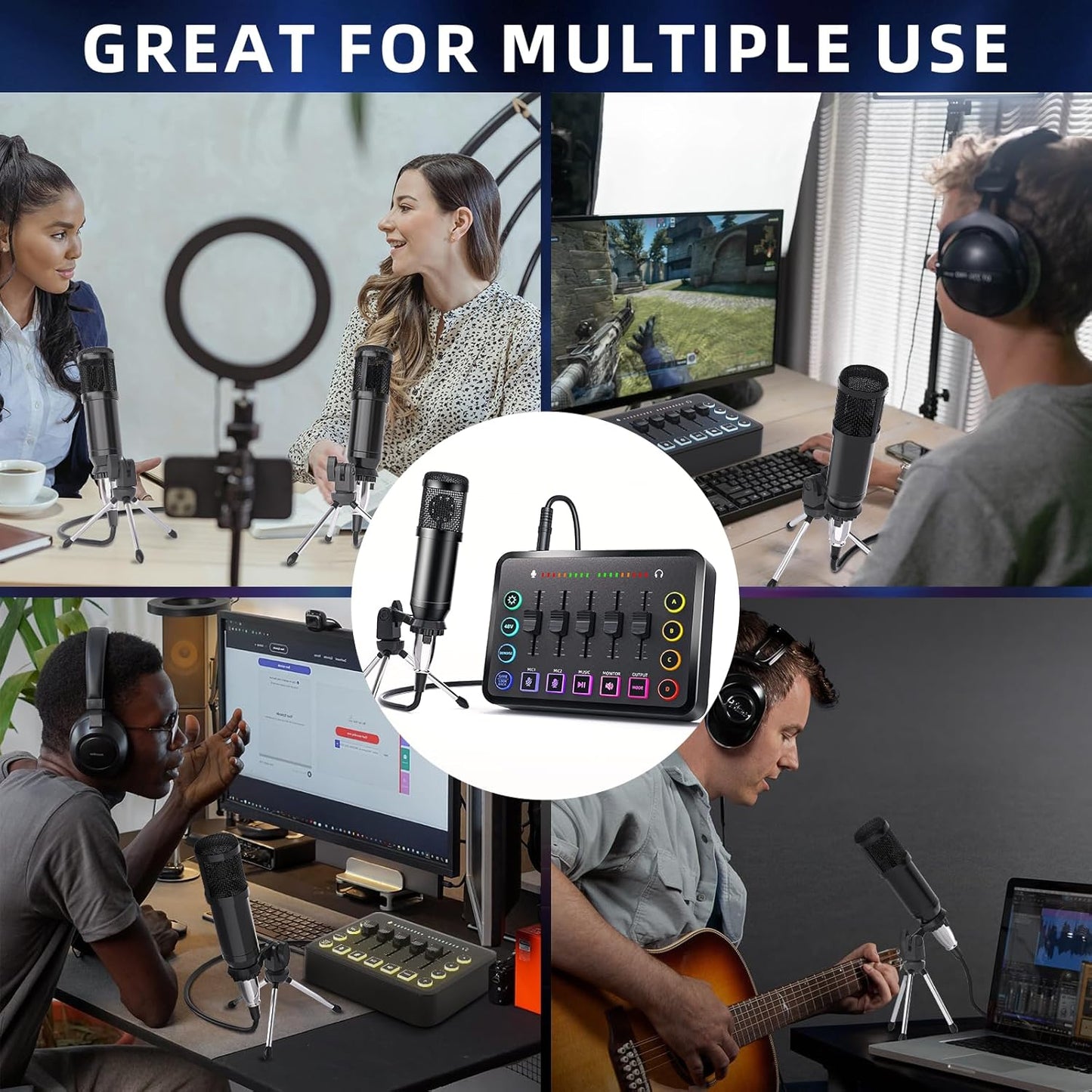 Podcast Equipment Bundle Includes Audio Mixer and BM800 Microphone