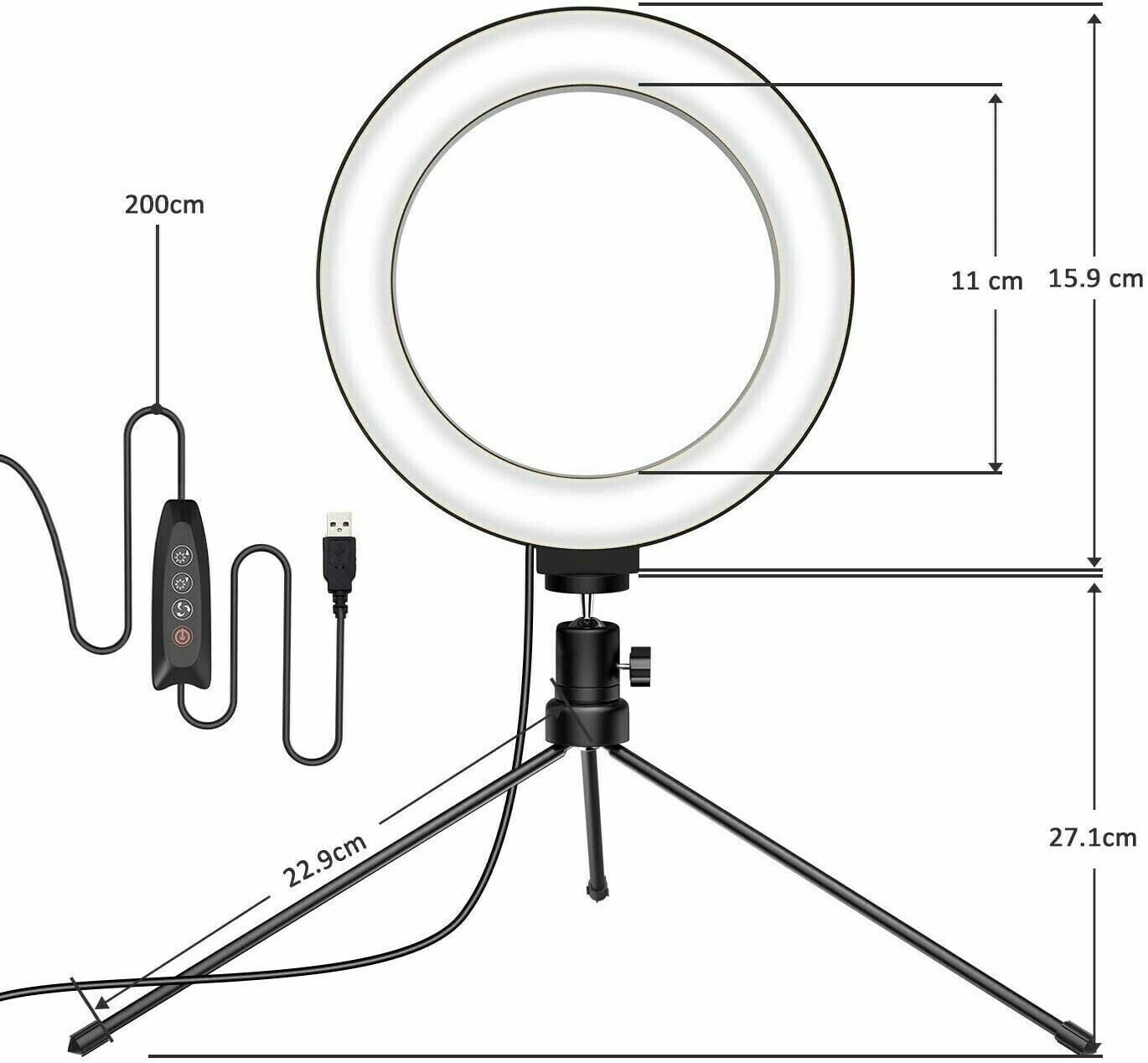 Jeemak PC46 6-Inch Selfie Ring Light with Stand