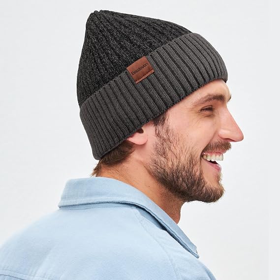 【🎄Perfect Winter Gift Beanie】BESSTEVEN Double Layer Knit Hat for Men & Women | Cold Weather Stretch Beanie for Skiing, Running, Daily Wear