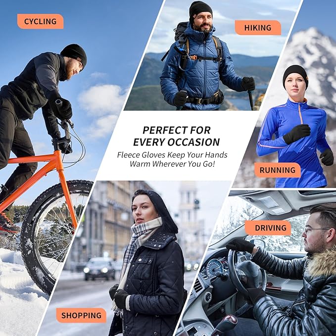 Cierto Warm Winter Gloves | Polar Fleece Thermal Gloves for Men & Women | Touchscreen Compatible