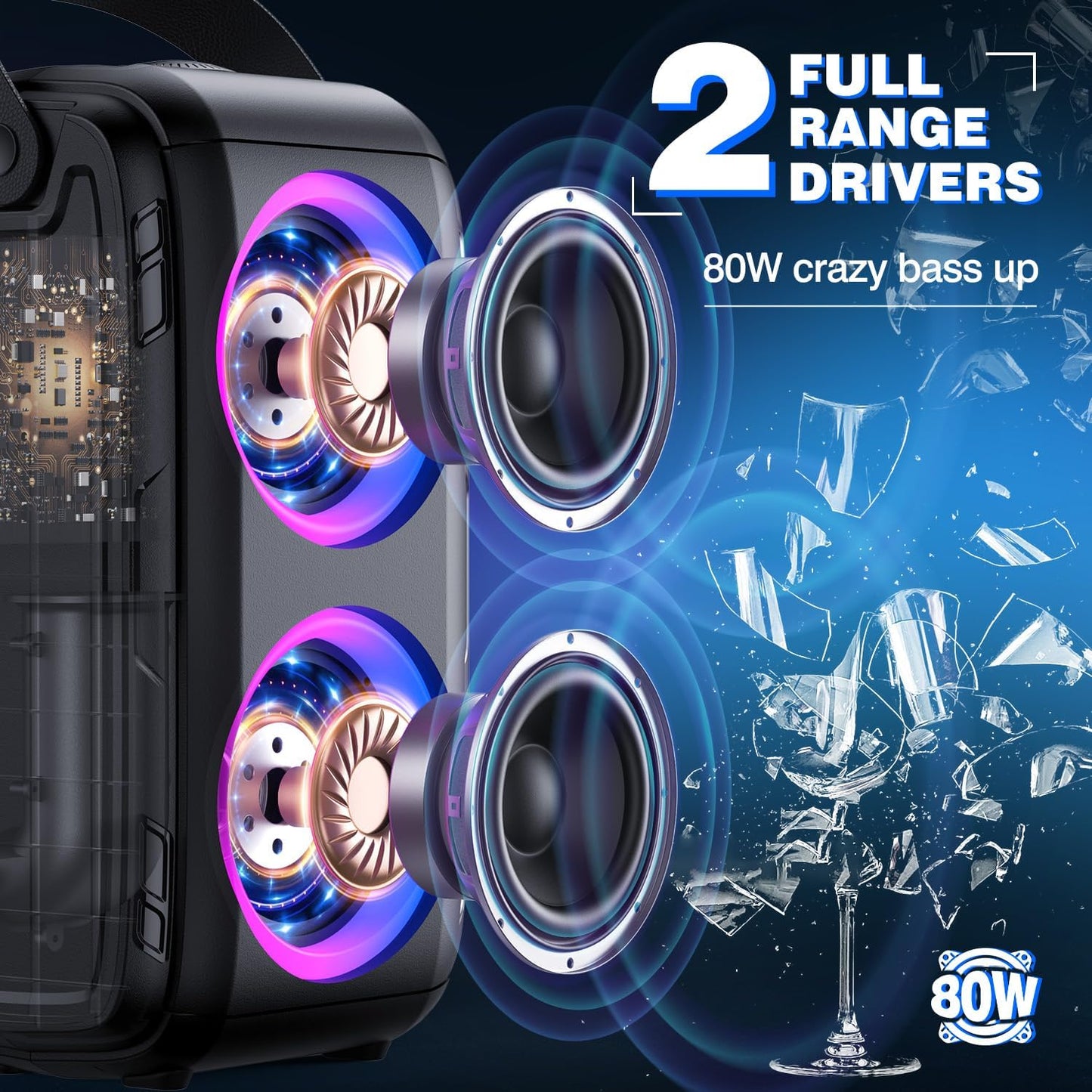 🎵🔥 W-KING T9-2 MEGA BASS Party Speaker | 80W | 105dB | 24H Playtime | LED Lights! 🔥🎵
