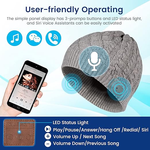 Bluetooth 5.2 Beanie - Brand New | Super Warm | Built-in Mic
