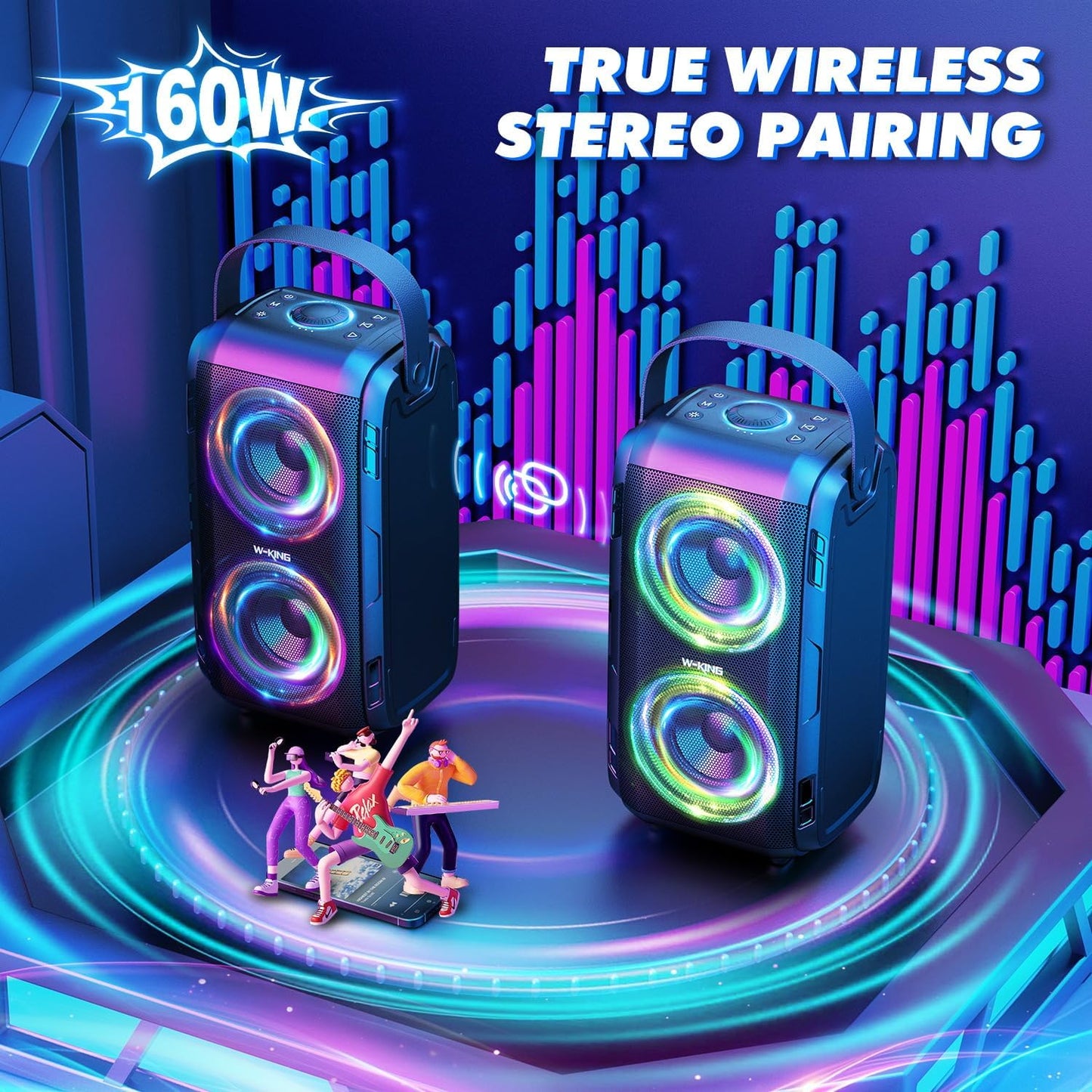 🎵🔥 W-KING T9-2 MEGA BASS Party Speaker | 80W | 105dB | 24H Playtime | LED Lights! 🔥🎵