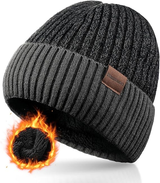 【🎄Perfect Winter Gift Beanie】BESSTEVEN Double Layer Knit Hat for Men & Women | Cold Weather Stretch Beanie for Skiing, Running, Daily Wear