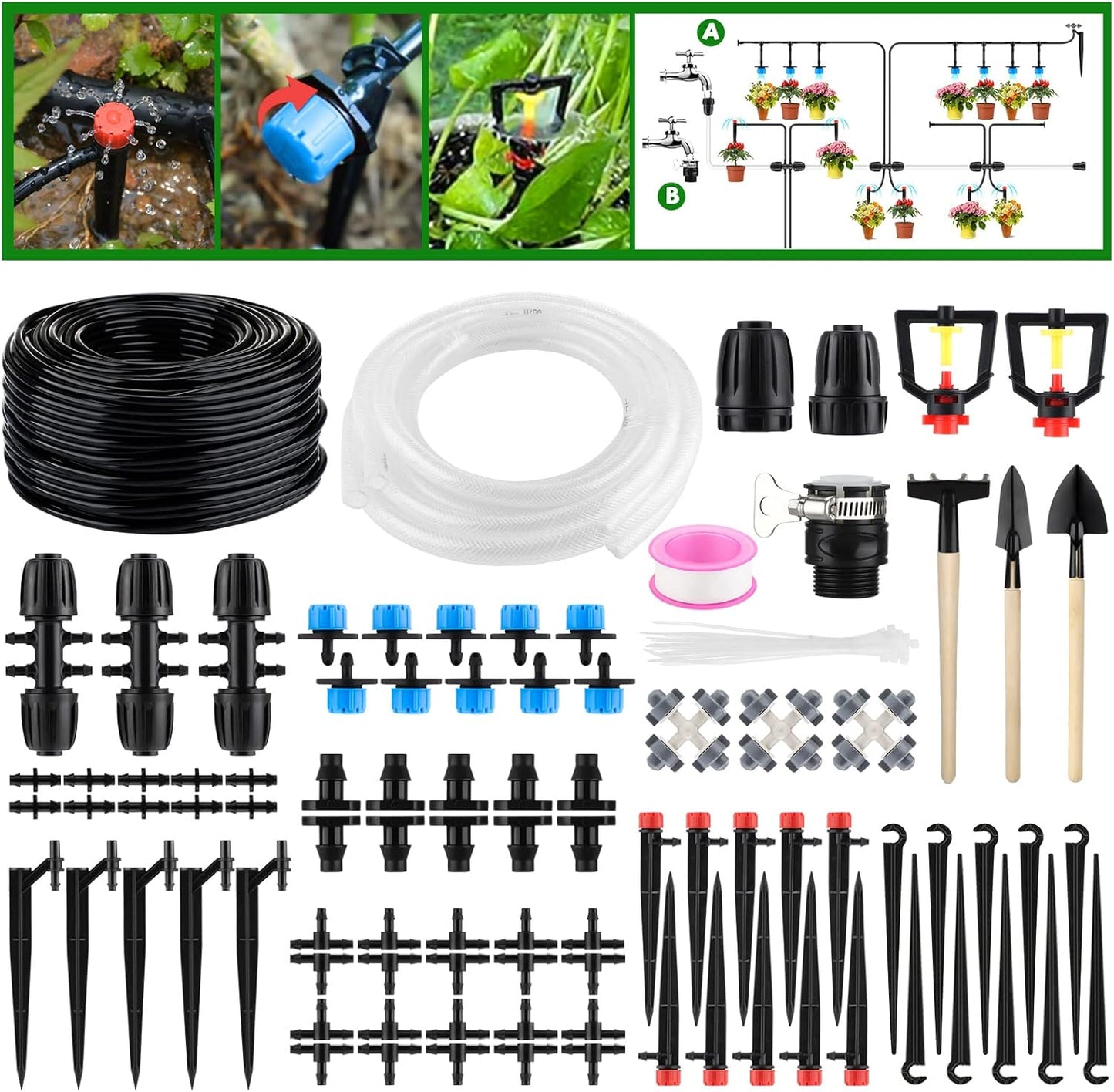 🌿 Professional 141FT Drip Irrigation Kit - Automatic Watering System