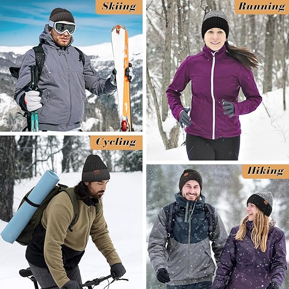 【🎄Perfect Winter Gift Beanie】BESSTEVEN Double Layer Knit Hat for Men & Women | Cold Weather Stretch Beanie for Skiing, Running, Daily Wear