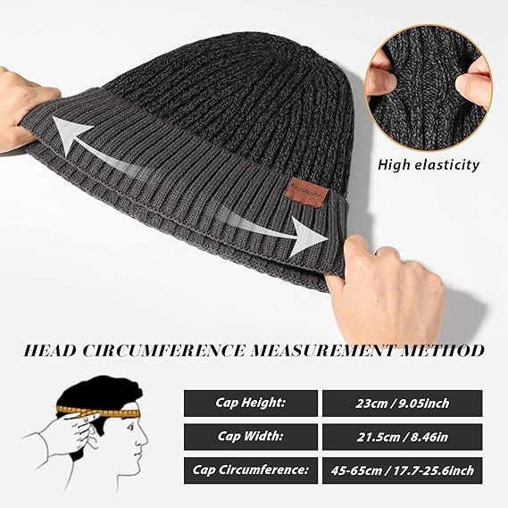 【🎄Perfect Winter Gift Beanie】BESSTEVEN Double Layer Knit Hat for Men & Women | Cold Weather Stretch Beanie for Skiing, Running, Daily Wear