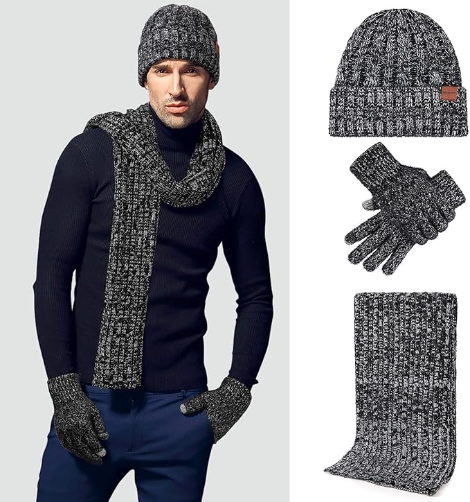 【🎁3-in-1 Winter Gift Set】Hat Scarf Gloves Set for Women & Men | Warm Touchscreen Winter Accessories Combo
