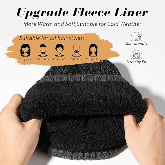 【🎄Perfect Winter Gift Beanie】BESSTEVEN Double Layer Knit Hat for Men & Women | Cold Weather Stretch Beanie for Skiing, Running, Daily Wear