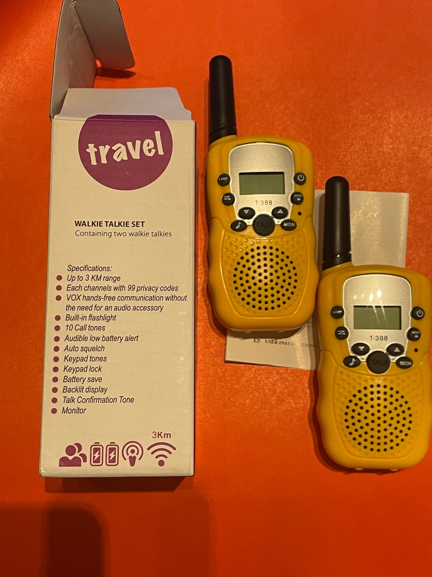 Kids Walkie Talkies Toy (2 Pack) - 22 Channels, 3 km Range